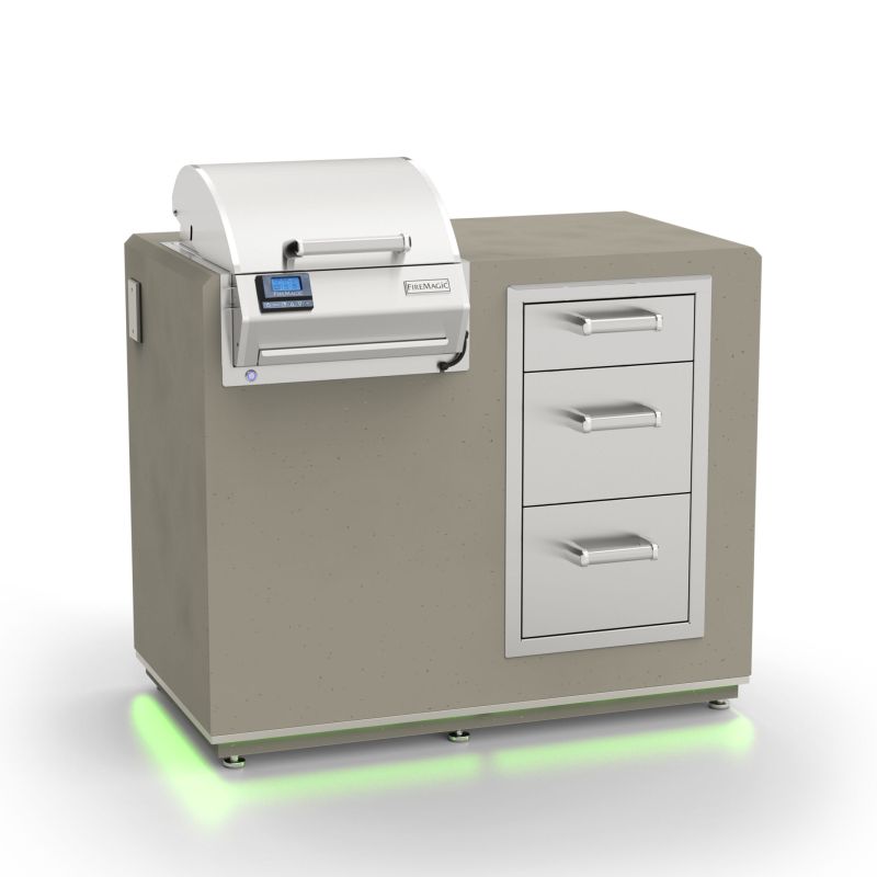 Electric grill island bundle with triple drawer